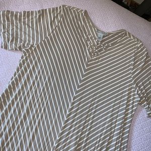 Short Sleeve Chevron Tan Dress